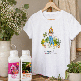 Dovanų rinkinys- balti marškinėliai ir trąšos